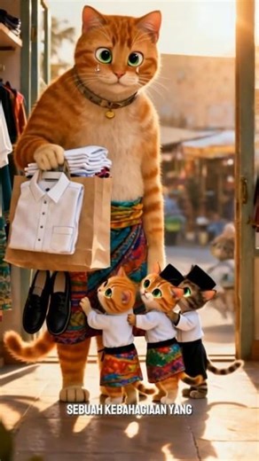 keluarga kucing yang menggemaskan ini menyiapkan Hari Raya #cat