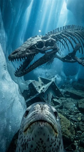 Leopard Seal GoPro Finds Frozen Prehistoric Creature Under Antarctic Ice 😳