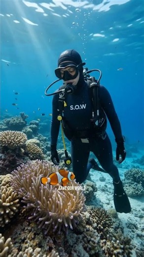 CLOWNFISH — WHY DOES THIS FISH LIVE INSIDE A STINGING ANEMONE? 🐠🪸 #Clownfish #SeaAnemone #CoralReef