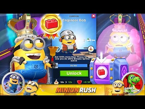 Minion Rush King Bob & Engineer Bob New Minion Unlock Gru's First Lair Completed Rewards gameplay