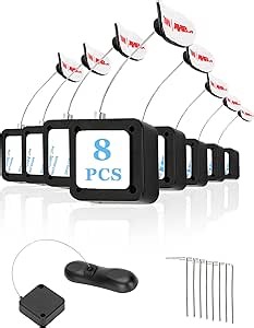 8Pack Remote Control Tether, 6.5 Ft Remote Control Leash, Retractable Safety Lock with Adjustable Lock Strap for TV Remotes, Game Controllers, and Tablets - Perfect for Showrooms