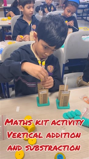 Indo Scots Pune on Instagram: "Vertical addition & subtraction made simple and fun for Grade 1 through our Math Kit activities!"