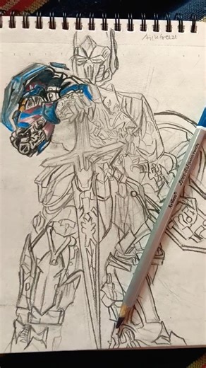 Optimus prime drawing from pencil color #shorts #drawing #art