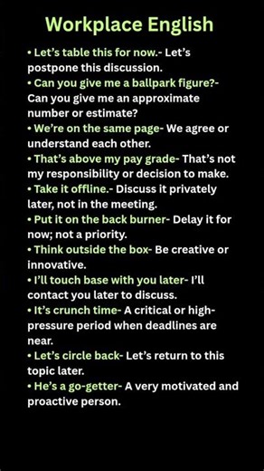 Workplace English ✅ #english #learnenglish #vocabulary #spokenenglish