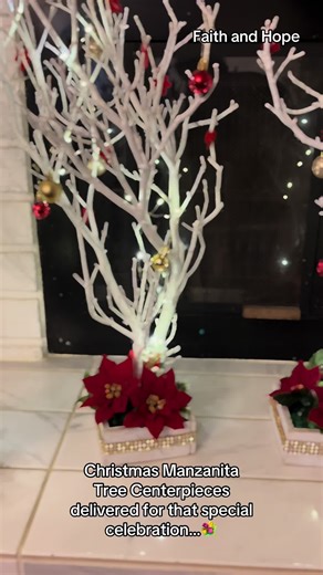 Cute manzanita tree centerpieces for a Christmas celebration 💐! December new month new ideas. Please like, comment and share. #fyp #christmas #specialevents #centerpieces