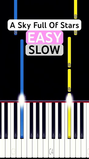 A Sky Full of Stars ✨ (EASY SLOW Piano Tutorial) - Coldplay