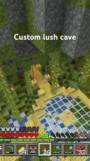 I built a custom lush cave in hardcore minecraft #minecraft #gaming