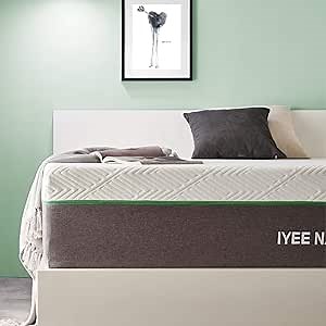 IYEE NATURE Twin Size Mattress, 8 Inch Cooling-Gel Memory Foam Mattress Bed in a Box, 75”*39”*8”, CertiPUR-US Certified, Medium Firm, Grey - Twin