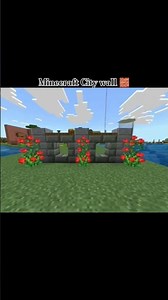 Minecraft City Wall with beautiful rose bushes! Simple 10-step build. #Minecraft #Builds