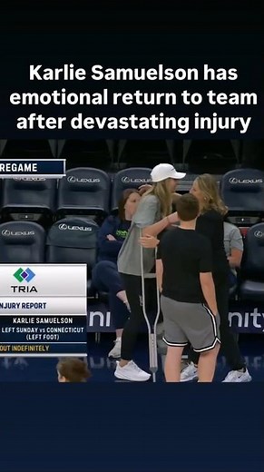 ❤️ Karlie Samuelson emotional return to team after being WHEELCHAIRED off | WNBA basketball #shorts