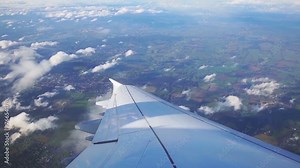 flying above London and looking outside the window of airplane Stock Video