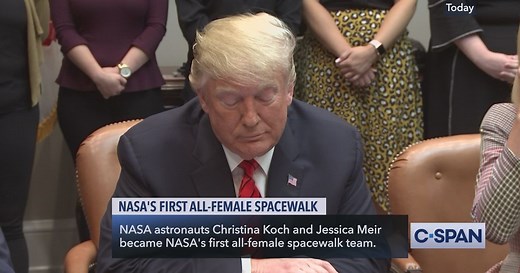 User Clip: Two female astronauts politely correct idiot Trump who wrongly tells them they are the first women to spacewalk