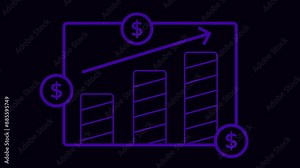 Animation of rising graphs, increase graphs, business growth and investment growth, suitable for business and financial content Stock Video