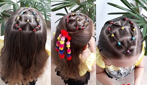 307K views · 5.9K reactions | Penteado Infantil com ligas em forma de coração para cabelo solto ou com amarração | Valentine's day heart hairstyle | Mania de Penteado | Facebook