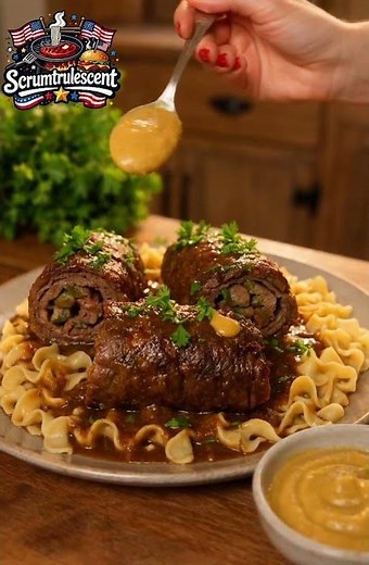 German Braised Beef Rouladen 🥩🥒🫙