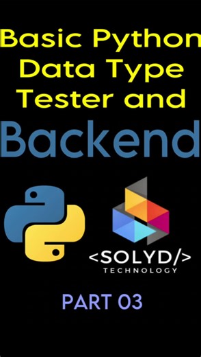 Basic Python Data type Tester App plus Backend ✨PART 03✨ #solydtechnology #fyp #fypシ゚viral #pythonprogramming