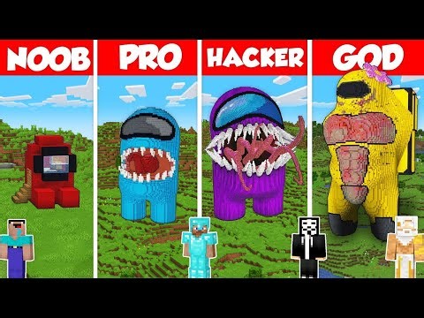 Among Us Statue Build Battle Challenge - Noob vs Pro vs Hacker vs God - Minecraft Animation