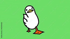 Duck walk animation. Animated duck walk, loop, concept idea of viral videosi isolated, loop