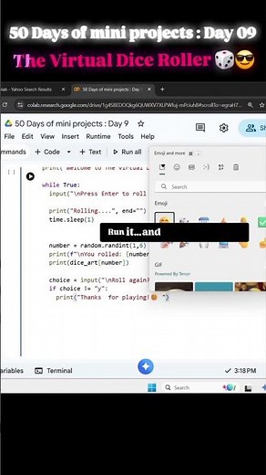 Virtual Dice Roller in Python|Day 9 Mini Project|Beginner-Friendly Python Project 🎲🔥#pythonprojects