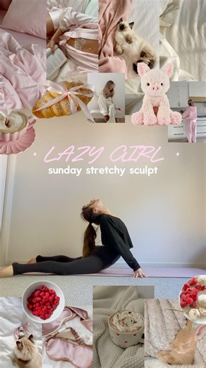 lazy girl sunday stretchy sculpt routin💖 full version on my channel 🧸 #yoga #pilates #flexibility