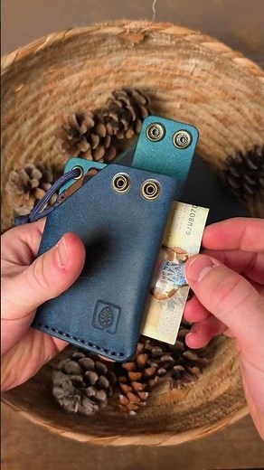 Handcrafted Minimalist Leather Wallet | Summit Wallet Pueblo Blue & Buttero Brown