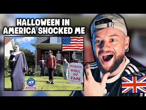 Brit reacts to INCREDIBLE Halloween Decorations in America!🎃