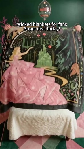 Wicked themed soft blanket for bed #wickedmovie #blanket #cozy #throw #tiktokshop