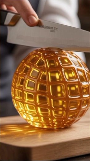 cutting golden colour glass watermelone relaxing video #asmr #viral #trending