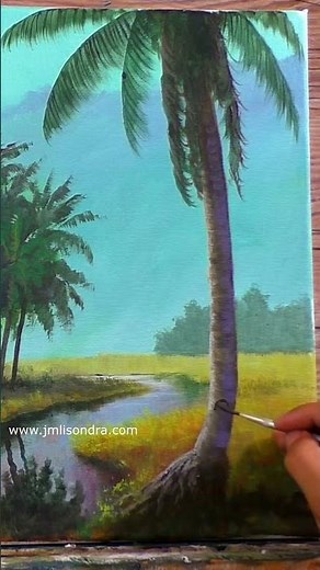 How to Paint Coconut Tree in Acrylics / JMLisondra #painting