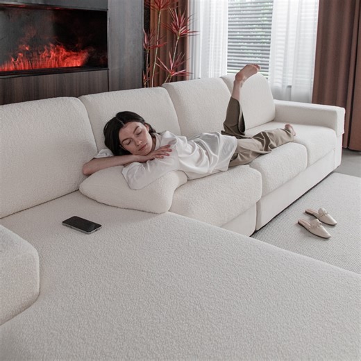 Couch Covers for L-Shape Sectional Sofa, Stretch Soft Sofa Slipcovers, Washable Wear-Resistant Furniture Protector with Elastic Bottom (1 Piece Large Cover, Ivory)