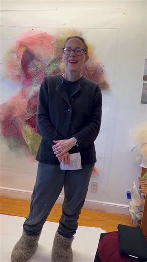 Holly Wong | Feminist Woman Artist on Instagram: "Welcome back to my studio! As I dive into another fiber piece and head into 2026, I’ve been thinking about the tools, resources, and little helpers that keep me productive and inspired. Here are some of my favorites—I’d love to hear yours in the comments! Top 5 Favorite Podcasts: Creative Pep Talk with Andy J Pizza. @creativepeptalkpodcast Art Problems with Paddy Johnson @vvrkshop.art (also includes info on her wonderful Artist mentorship program