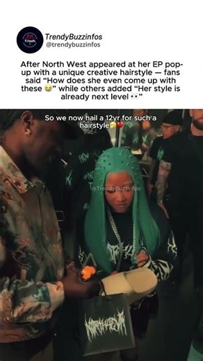 North West appeared at her EP pop-up with a unique creative hairstyle #northwest