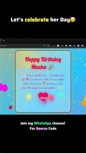 Personalized Birthday Wish Website | HTML & CSS Short Project 💖 #css #coding #tutorial