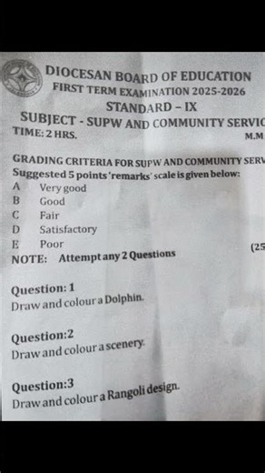 ICSE #Class 9th#SUPW #First term sample paper