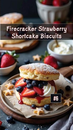 ❤️ Easy Firecracker Strawberry Shortcake Biscuits (Perfect for Party) 🍓 派对必备！爆竹草莓奶油司康，好看又好吃