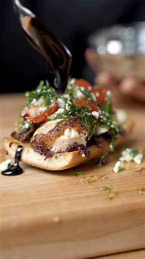 Air fryer roasted chicken with tomato salad & Kalamata olive tapenade