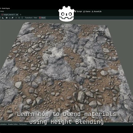 Learn how to blend materials using Height Blend. #GodotEngine #Godot #unrealengine