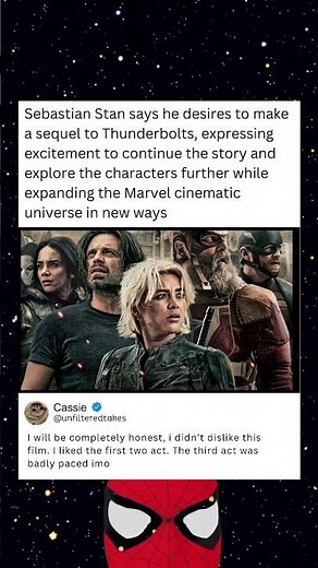 Sebastian Stan says he desires to make a sequel to Thunderbolts, expressing excitement to continue