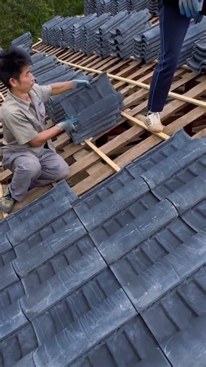 This is how the installation of clay roof tiles is done carefully and neatly on the roof #popular