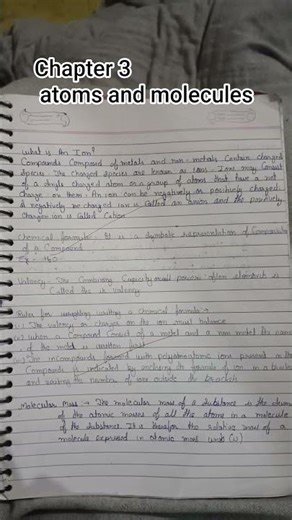 class 9 science chapter 3 atoms and molecules complete questions and answers and notes ❤️🫶 पत्रिका