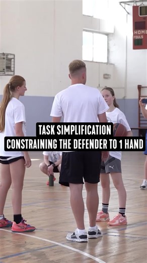 This is a great example of Task Simplification. Alex manipulates the constraints of the defender: “Must play defense with one hand behind your back”. This allows the offense to explore driving and finishing solutions in an environment where they can have a better balance of success and failure. As coaches, we can manipulate constraints to find the optimal challenge point.