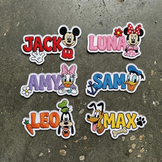 Custom Name Mickey Friends Embroidery Patch, Mickey Minnie Goofy Donald Iron on Patch, Disney Name Patch for Kids: Sew/iron On/hook & Loop - Etsy