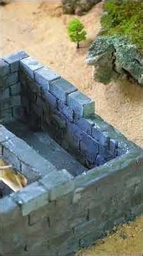 Miniature Stone House Build: Laying Blocks in Sand, Pouring Concrete Floor & Painting the Final Look