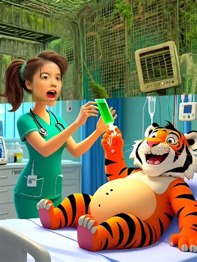 🐯🐅❤️💫🤯evolution caterpillar: tiger patient and girls doctor 💊#cartoon #love #cut #