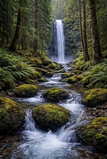4K Relaxing Waterfall Sounds🌲 Peaceful Forest Stream in Pacific Northwest| Deep Sleep&Stress Relief