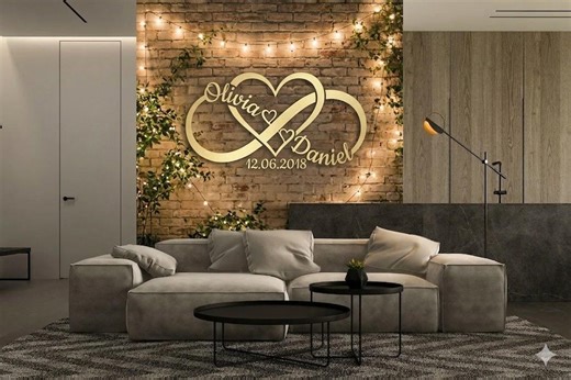 Personalized Infinity Heart Name Sign, Custom Couple Name Wall Decor, Wedding Gift, Anniversary Gift With Date - Etsy