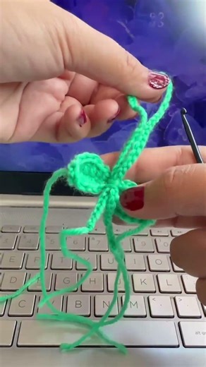 Let’s make a cherry keychain. #keychain #crochetkeychain #crochet #tutorial #howtomake