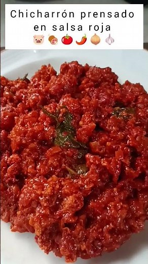 CHiCHARRON PRENSADO EN SALSA ROJA🐷🍖🍅🌶️🧅🧄🌮 receta e ingredientes completos en mi canal de Youtube 😉👍🏻