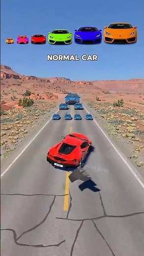Big & Small Cars vs Road Cliff & Giant Police Cars