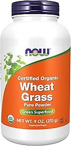 NOW Foods Supplements, Certified Organic and Non-GMO, Wheat Grass Powder, Green Superfood, 9-Ounce